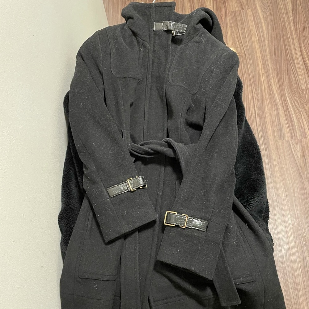 Wool dress coat with gold hardware